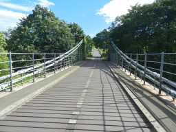 View over bridge from far end of Whorlton Suspension Bridge, Whorlton, Teesdale July 2016